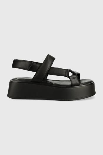 Kožené sandále Vagabond Courtney dámske, čierna farba, na platforme
