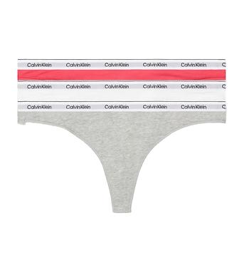 CALVIN KLEIN - tangá 3PACK Modern logo stretch cotton azalea & white combo - limitovaná edícia-M