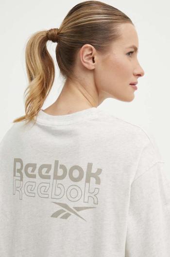 Bavlnené tričko Reebok dámske, béžová farba, 100075401