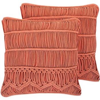 BELIANI, Sada 2 bavlnených vankúšov 45 × 45 cm oranžová AKKOY, 204843 (beliani_204843)