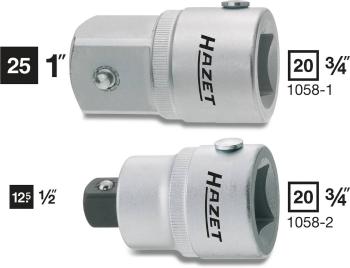 Hazet  1058-2 adaptér zástrčného kľúča   Pohon (skrutkovač) 3/4" (20 mm) Typ zakončenia 1/2" (12,5 mm) 52.3 mm 1 ks