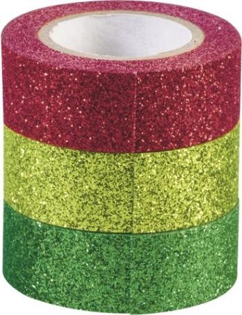 KNORR - Dekoračná lepiaca páska glitter - vianočná 3 ks