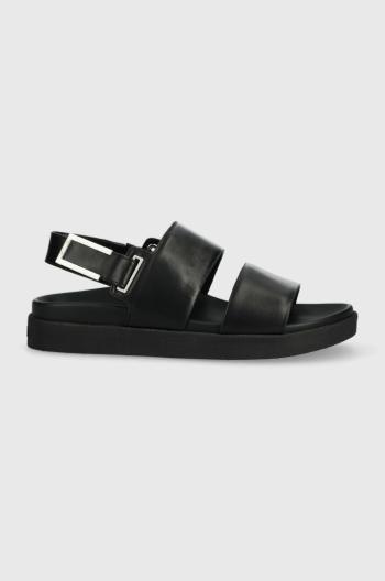 Kožené sandále Calvin Klein ADJ SANDAL W/HW dámske, čierna farba, HW0HW01479