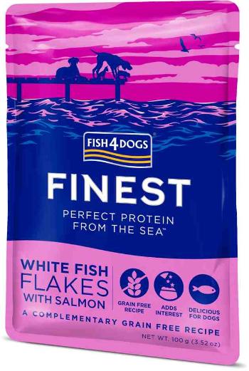 FISH4DOGS Kapsička pre psy Finest kúsky bielej ryby s lososom 100g