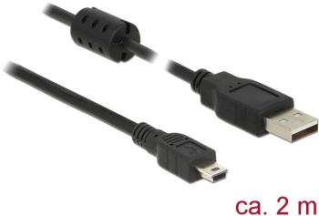 Delock #####USB-Kabel USB 2.0 #####USB-A Stecker, #####USB-Mini-B Stecker 1.00 m čierna s feritovým jadrom