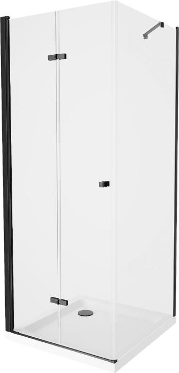 MEXEN/S - Lima sprchovací kút 80x80 cm, transparent, čierna + biela vanička so sifónom, 856-080-080-70-00-4010B