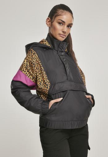 Urban Classics Ladies AOP Mixed Pull Over Jacket black/snowleo/lightasphalt - 3XL