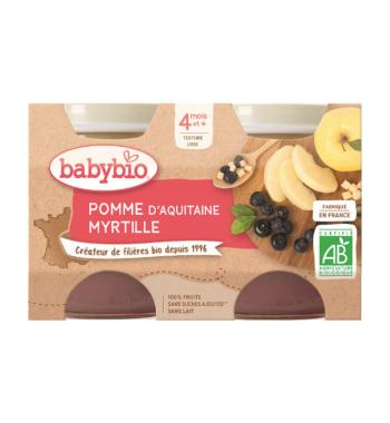 BABYBIO Príkrm jablko čučoriedky 2x 130 g