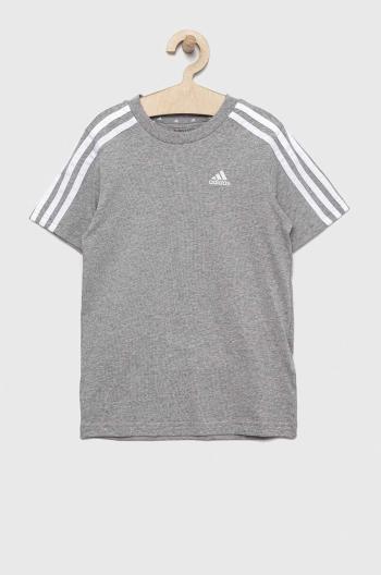 Detské tričko adidas U 3S šedá farba, jednofarebné