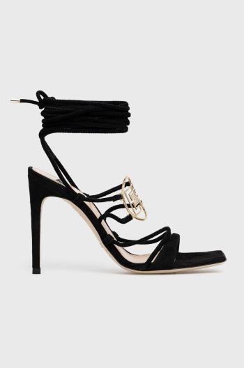 Semišové sandále Elisabetta Franchi čierna farba