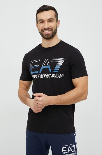Tričko EA7 Emporio Armani pánske, čierna farba, s potlačou