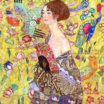 Reprodukcia obrazu Gustav Klimt Lady With Fan, 40 × 40 cm