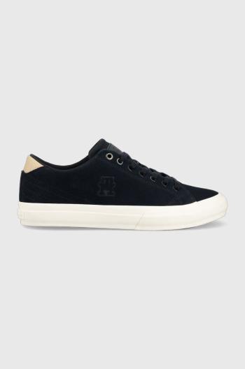 Semišové tenisky Tommy Hilfiger TH HI VULC STREET LOW tmavomodrá farba, FM0FM04590