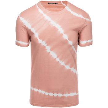 Ombre  Tričká a polokošele TIE DYE pánske bavlnené tričko - ružové V2 S1622  viacfarebny