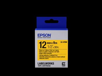 Epson LabelWorks LK-4YBW C53S654014 12mm x 9m, čierna tlač / žltý podklad, silne priľnavá, originálna páska