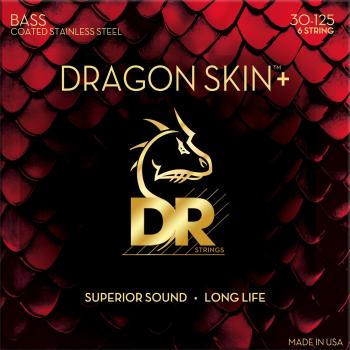 DR Strings Dragon Skin+ Coated Steel 6-String Medium 30-125 Struny pre 6-strunovú basgitaru