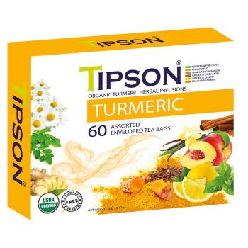TIPSON Variácia bylinných čajov s kurkumou a prírodnou arómou BIO 60 sáčkov, poškodený obal
