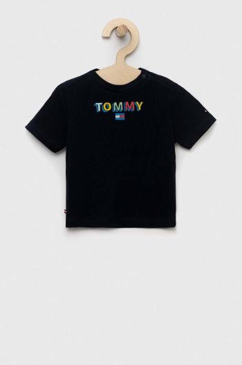 Tričko pre bábätko Tommy Hilfiger tmavomodrá farba, s potlačou