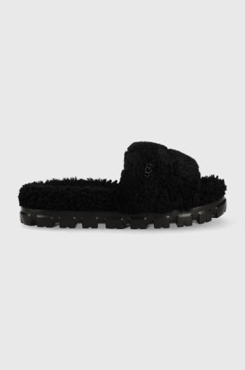 Vlnené papuče UGG W Cozetta Curly čierna farba