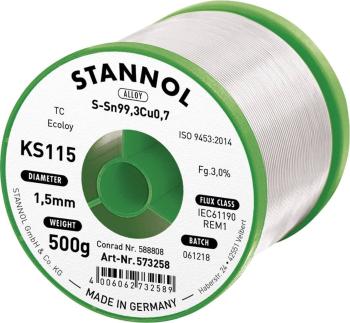 Stannol KS115 spájkovací cín bez olova cievka Sn99,3Cu0,7 500 g 1.5 mm