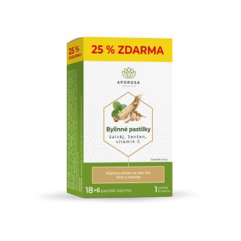 APOROSA Bylinné pastilky šalvia ženšen vitamín C 18 + 6 pastiliek