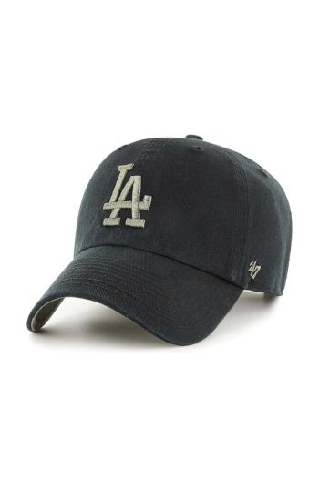 Bavlnená šiltovka 47brand MLB Los Angeles Dodgers čierna farba, s nášivkou