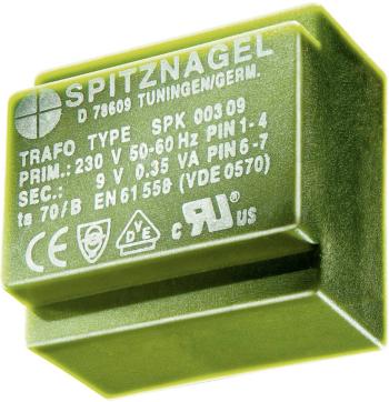 Spitznagel SPK 0041515 transformátor do DPS 1 x 230 V 2 x 15 V/AC 0.45 VA 15 mA