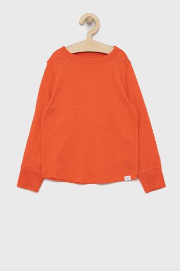 Detské tričko s dlhým rukávom GAP oranžová farba, melanžový