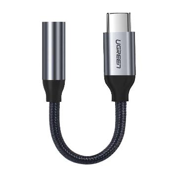 Ugreen 3,5 mm minikonektor na adaptér USB typu C na slúchadlá - 10 cm - Sivá KP28045