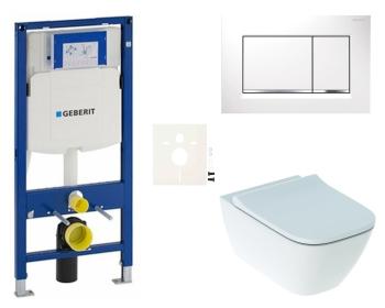 Cenovo zvýhodnený závesný WC set Geberit do ľahkých stien / predstenová montáž + WC Geberit Smyle SIKOGESSMS30
