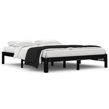 Rám postele čierny masívna borovica 160 × 200 cm, 810379