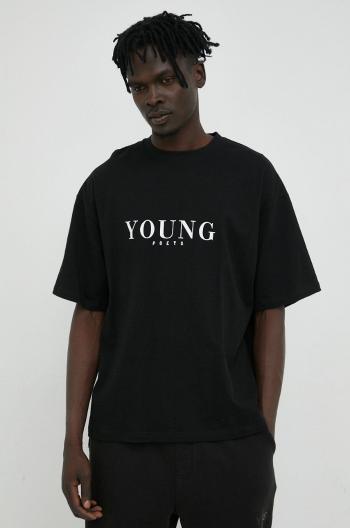 Bavlnené tričko Young Poets Society Young Yoricko čierna farba, s potlačou