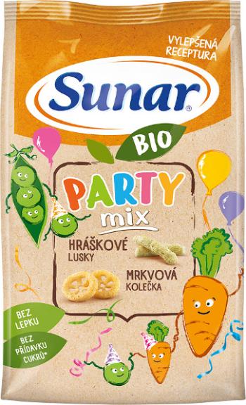 Sunar BIO Party mix, hráškové a mrkvové detské chrumky 45 g