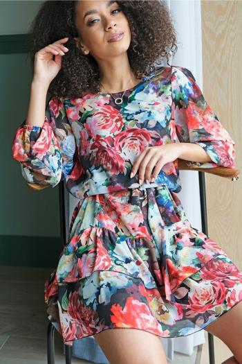 Viacfarebné kvetované šaty MQ122