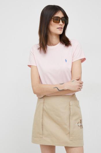 Bavlnené tričko Polo Ralph Lauren ružová farba