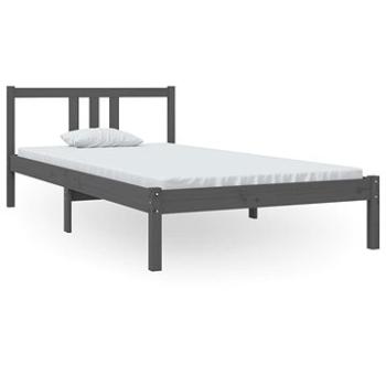 Rám postele sivý masívne drevo 100 × 200 cm, 814876