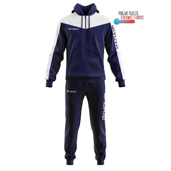 TUTA ROMA CON CAPPUCCIO POLARFLEECE BLU/BIANCO Tg. XS