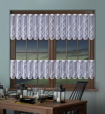 Hotová záclona, Aida, vitrážka, biela 255 x 35 cm + 255 x 70 cm