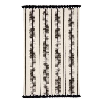 Béžovo-čierny ručne tkaný bavlnený koberec Westwing Collection Rita, 50 x 80 cm