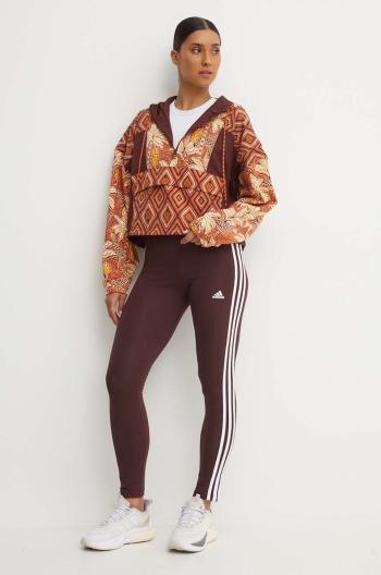 Legíny adidas Essentials dámske, bordová farba, s nášivkou, IY4249