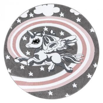 Okrúhly koberec PETIT - Jednorožec - sivý Round unicorn rug - grey priemer 120 cm