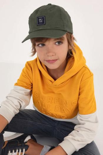 Detská čiapka Mayoral zelená farba biela, z tenkej pleteniny