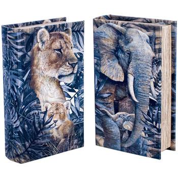 Signes Grimalt  Košíky, škatule Kniha Kniha Tiger A Elephant 2 Jednotky  Modrá