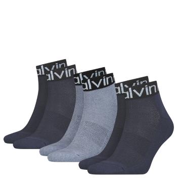 CALVIN KLEIN - 3PACK CK navy denim quarter ponožky s logom-UNI