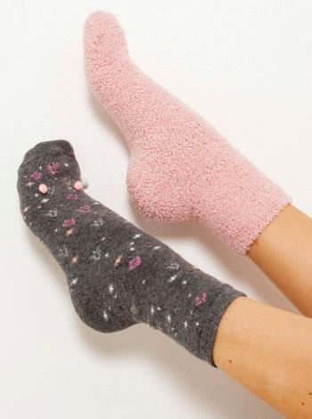 Sada dvoch ponožiek v šedej a ružovej farbe CAMAIEU