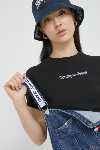 Tričko Tommy Jeans dámsky, čierna farba,
