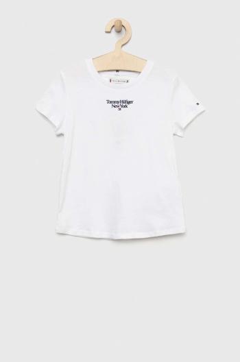 Detské bavlnené tričko Tommy Hilfiger biela farba,