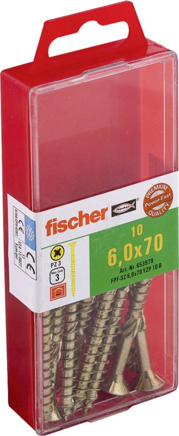 Fischer  653979 skrutka so zápustnou hlavou 6 mm 70 mm krížová dražka Pozidriv     glavanizované zinkom 10 ks