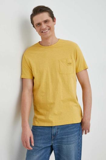 Bavlnené tričko Guess béžová farba, jednofarebné