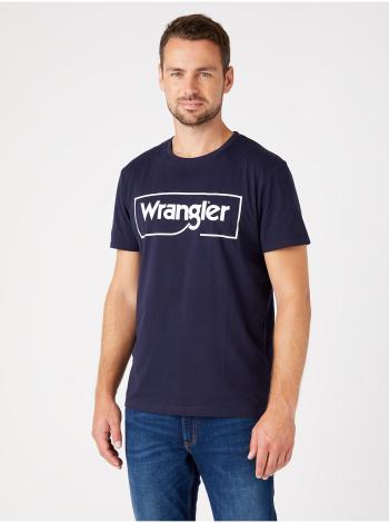 Tmavomodré pánske tričko s potlačou  Wrangler